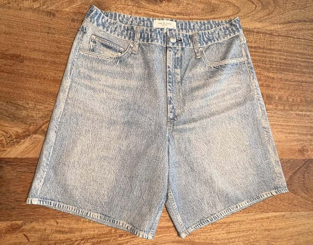 Rag & Bone Shorts Womens 29 Blue Denim Bermuda Relaxed Miramar Casual 5 Pocket